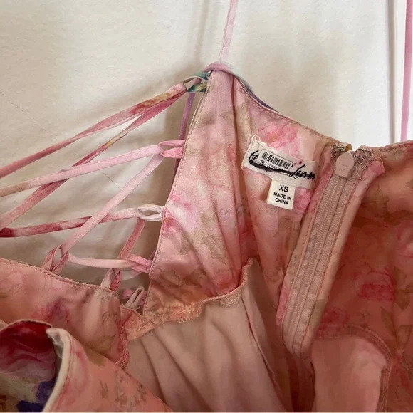 For Love & Lemons Lisa Sheer Floral Maxi Dress Pink Size XS - Picture 7 of 8